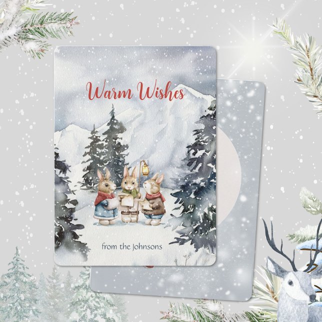 Tarjeta Festiva Jolly Singing Rabbits (Jolly Singing Rabbits Cute Christmas Holiday Card ©Susanne Sachers - Sunny Mind 🌞)