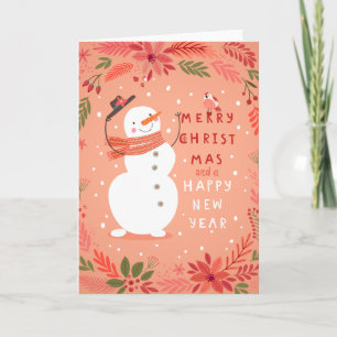 Tarjeta Festiva Jolly Snowman Navidades - Deseos cálidos