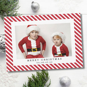 Tarjeta Festiva Jolly Stripes Merry Christmas Photo Card