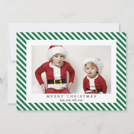 Tarjeta Festiva Jolly Stripes Merry Christmas Photo Card