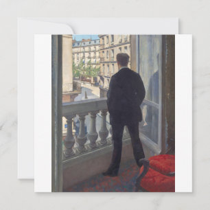 Tarjeta Festiva Joven en su ventana por Gustave Caillebotte