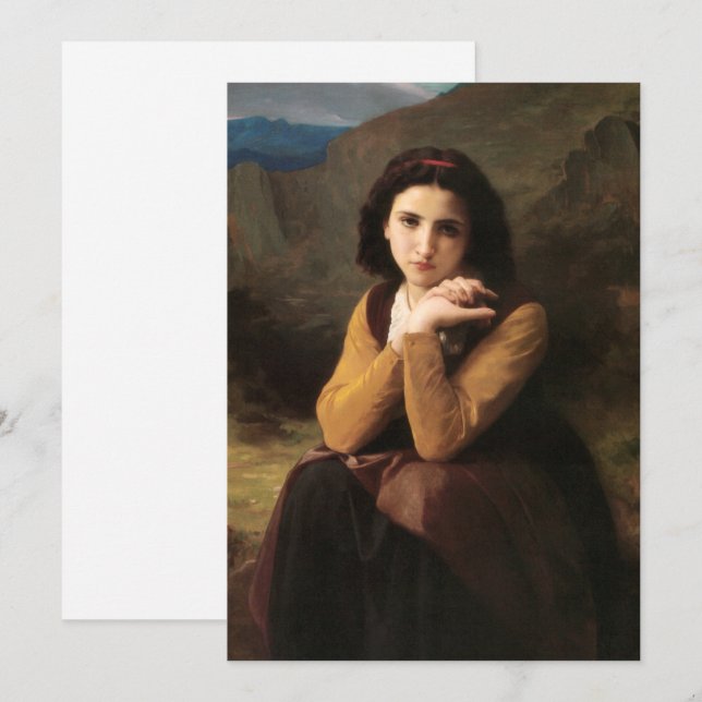 Tarjeta Festiva Joven muchacha de Bouguereau (Anverso / Reverso)