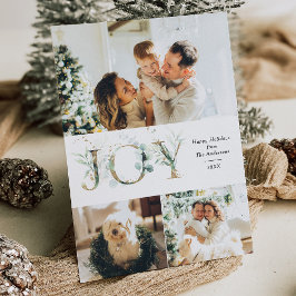 Tarjeta Festiva JOY 3 Foto Verde Dorado