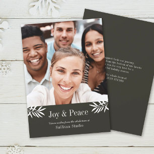 Tarjeta Festiva JOY and PEACE Moderno y Simple Photo Business