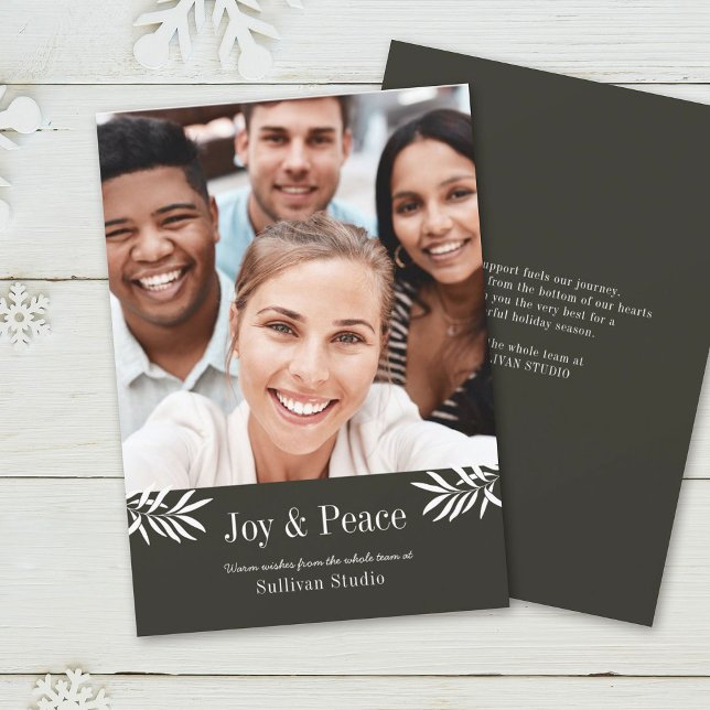 Tarjeta Festiva JOY and PEACE Moderno y Simple Photo Business (Subido por el creador)