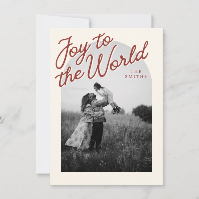 Tarjeta Festiva Joy Arch Christian Classic Red Christmas Photo (Anverso)