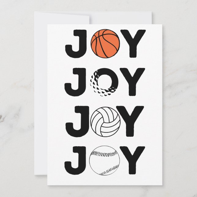 Tarjeta Festiva JOY Basketball, Golf Ball, Volleyball, & Baseball (Anverso)