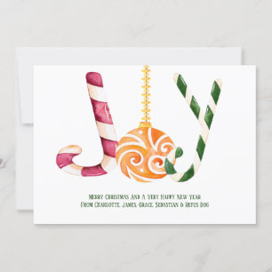 Tarjeta Festiva Joy Candy Cane Foto Navidades personalizados