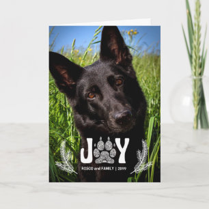 Tarjeta Festiva Joy Dog Paw Print and Pines Pet Lover
