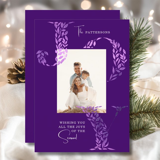 Tarjeta Festiva Joy Elegant Navidades Tipografía Floral Foto (Subido por el creador)