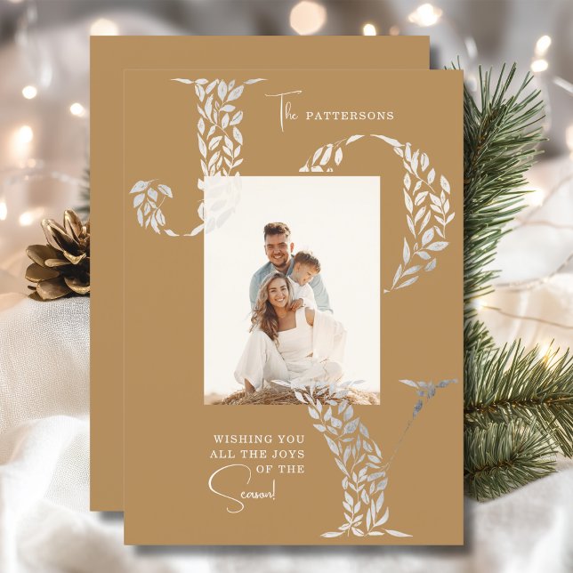 Tarjeta Festiva Joy Elegant Navidades Tipografía Floral Foto (Subido por el creador)