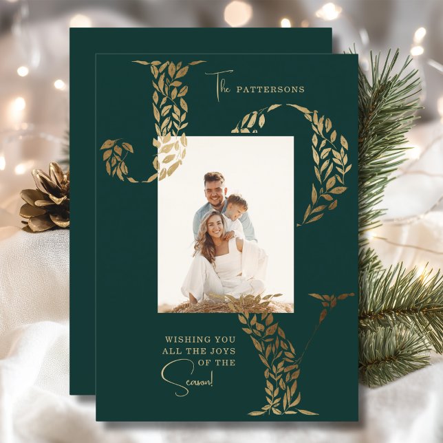 Tarjeta Festiva Joy Elegant Navidades Tipografía Floral Foto (Subido por el creador)