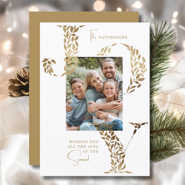 Tarjeta Festiva Joy Elegant Navidades Tipografía Floral Foto (Subido por el creador)