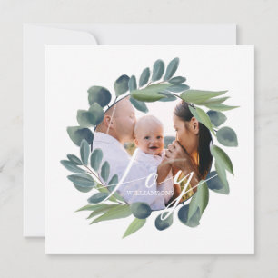 Tarjeta Festiva Joy Elegant Watercolor Invierno Foliage Wreath Pho