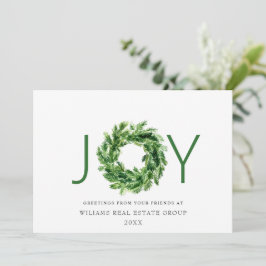 Tarjeta Festiva JOY Festive Pine Branch Wreath Navidades