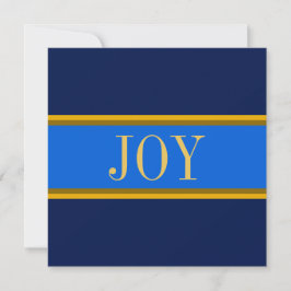 Tarjeta Festiva JOY Festividad Royal Navy Rayas Amarillas de Oro A