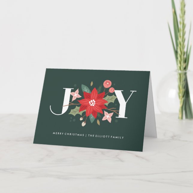 Tarjeta Festiva Joy Flourish Greeting Card - Pine (Anverso)