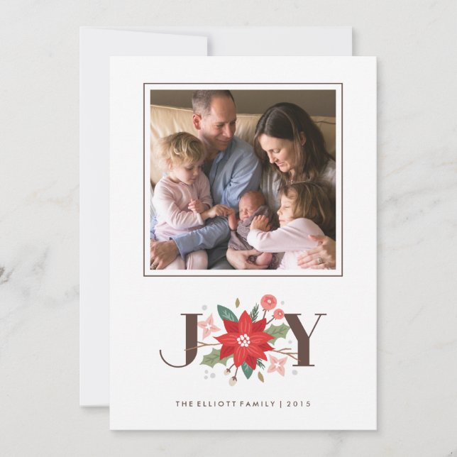 Tarjeta Festiva Joy Flourish Holiday Card - Blanco (Anverso)