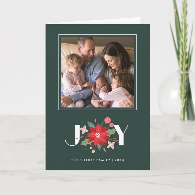 Tarjeta Festiva Joy Flourish Holiday Greeting Card - Pine (Anverso)