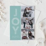 Tarjeta Festiva JOY Foliage Lettering Light Blue Collage de fotos<br><div class="desc">Envíe saludos de Navidad con esta tarjeta de vacaciones de personalizable. Presenta una tipografía decorativa de follaje JOY. Personalice esta moderna tarjeta de vacaciones añadiendo sus detalles. Esta tarjeta de Navidades de collage de fotos está disponible en otros colores y material de cartón.</div>