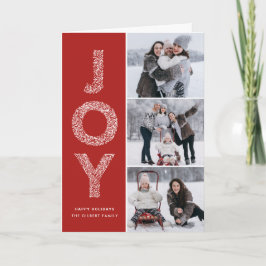 Tarjeta Festiva JOY Foliage Typography Red Navidades Collage de fo