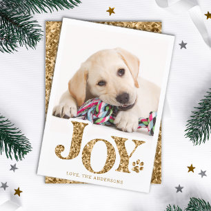 Tarjeta Festiva JOY Foto Personalizada de Mascota Huella de Garra 