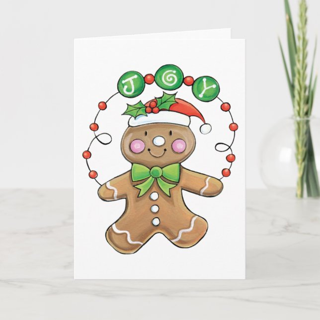Tarjeta Festiva Joy Gingerbread Cookie (Anverso)