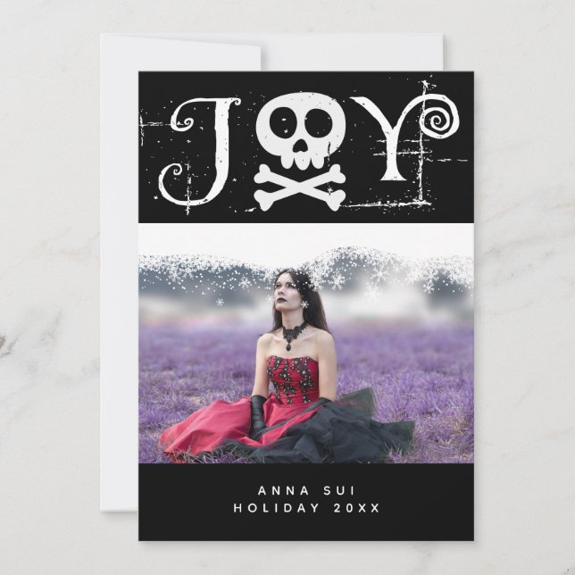Tarjeta Festiva Joy Holiday Gothic Photo (Anverso)