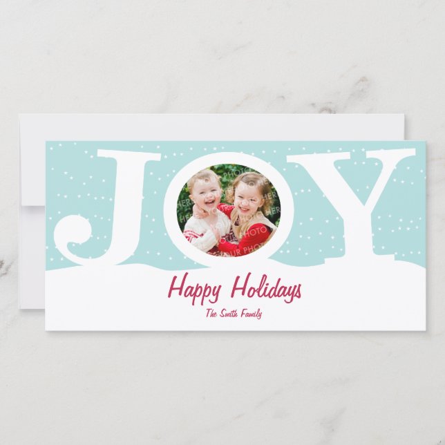 Tarjeta Festiva Joy Holiday Photo Card (Anverso)