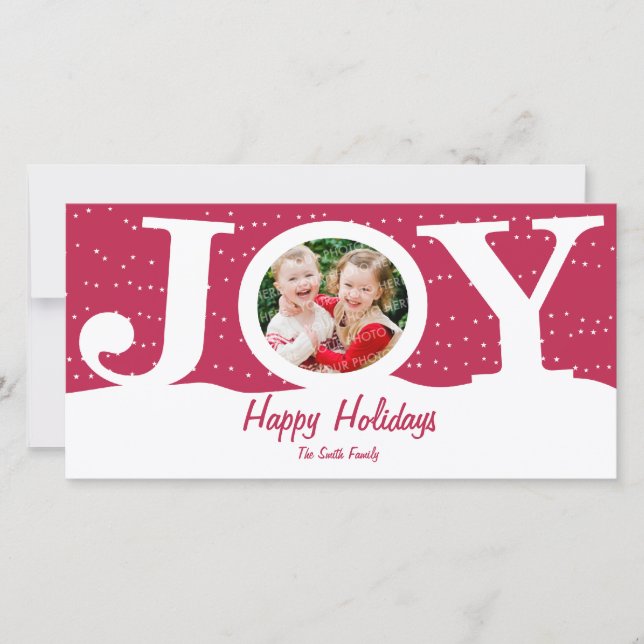 Tarjeta Festiva Joy Holiday Photo Card (Anverso)