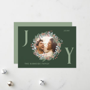 Tarjeta Festiva Joy Holiday Wreath Navidades Card