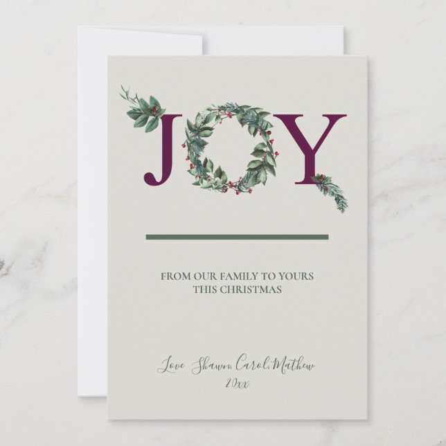 Tarjeta Festiva Joy Holidays Greeting Card (Anverso)