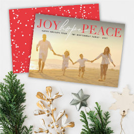 Tarjeta Festiva Joy Hope Peace Classic Typography Foto moderna