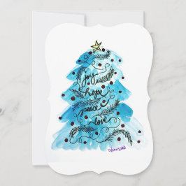 Tarjeta Festiva Joy Hope Peace Love Tree