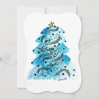 Tarjeta Festiva Joy Hope Peace Love Tree