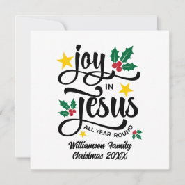 Tarjeta Festiva Joy in Jesus Christian Christmas Family Name