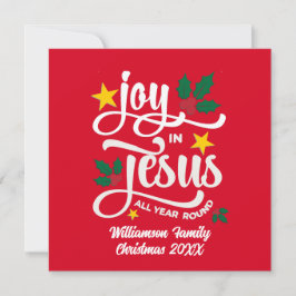 Tarjeta Festiva Joy in Jesus Christian Christmas Family Name