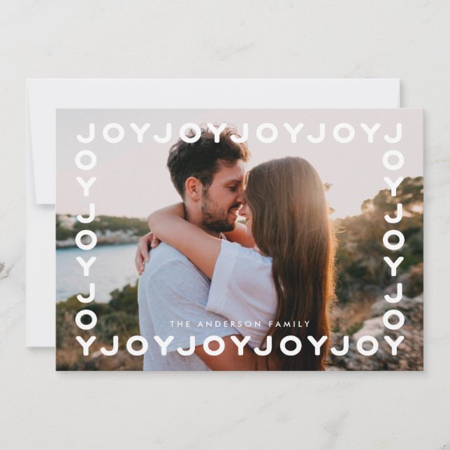 Tarjeta Festiva Joy Joy Joy Frame Holiday Christmas Photo Card (Anverso)
