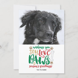Tarjeta Festiva Joy Love Paws Dog Season Saludos Red Photo