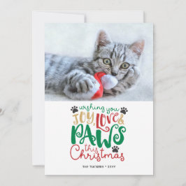 Tarjeta Festiva Joy Love Paws Mascota Cat Navidades Foto