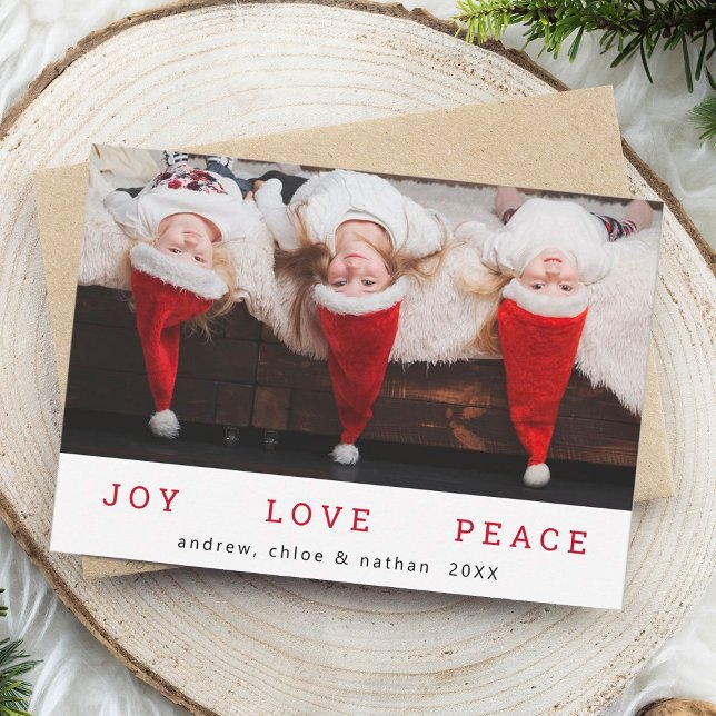 Tarjeta Festiva JOY LOVE PEACE Navidades Graciosa Foto (Subido por el creador)