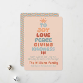 Tarjeta Festiva Joy Love Peace Tree Holiday Card