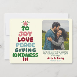 Tarjeta Festiva Joy Love Peace Tree Photo