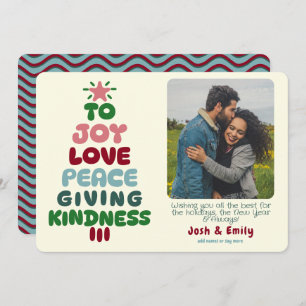 Tarjeta Festiva Joy Love Peace Tree Photo