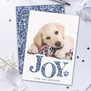 Tarjeta Festiva JOY Mascota personalizado Foto Blue Paw Imprimir p