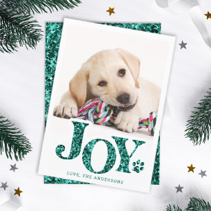 Tarjeta Festiva JOY Mascota personalizado foto Verde azulado perro