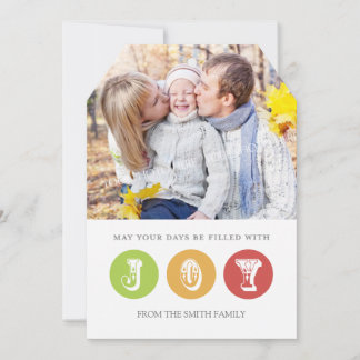 Tarjeta Festiva Joy Merry Christmas Photo Card Red Green