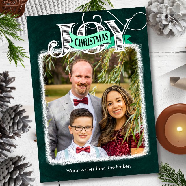 Tarjeta Festiva JOY Modern Bold Script Navidades de fotografía Min (Subido por el creador)