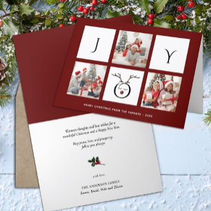 Tarjeta Festiva JOY Modern Fun Script Collage de fotos Whimsical