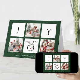 Tarjeta Festiva JOY Modern Fun Script Collage de fotos Whimsical